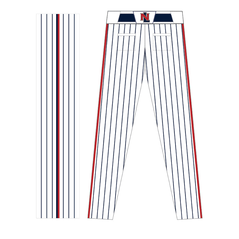 New Level Baseball Sublimated Pants - White with Navy Pinstripes