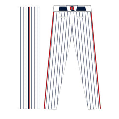 New Level Baseball Sublimated Pants - White with Navy Pinstripes