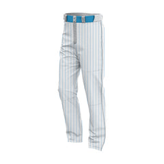 New Level Baseball Sublimated Pants - White with Columbia Blue Pinstripes