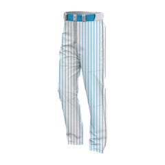 New Level Softball Sublimated Pants - White with Columbia Blue Pinstripes